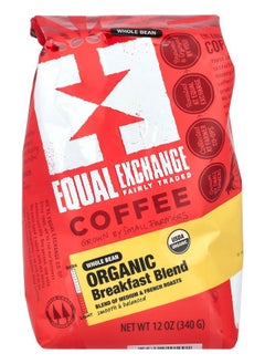 Equal Exchange Organic Coffee Breakfast Blend Whole Bean Medium & French Roasts 12 oz (340 g) 