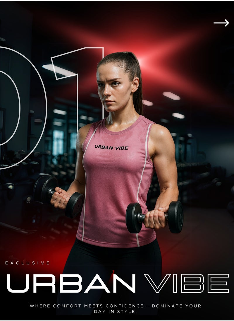 Selecta Now - Ladies Sleeveless Cotton T-Shirt Baby Pink Breathable Contrast Piping Tank Top Soft Stretchable Women’s T Shirt Ideal for Hot Climate - Image 1