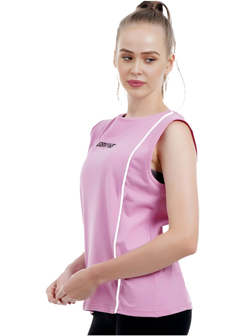 Selecta Now - Ladies Sleeveless Cotton T-Shirt Baby Pink Breathable Contrast Piping Tank Top Soft Stretchable Women’s T Shirt Ideal for Hot Climate - Image 1