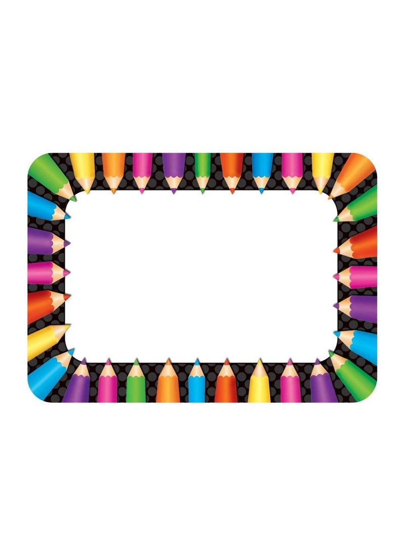 Generic Name tag stickers for writing names in the shape of wooden pens for teachers and students, consisting of 36 pieces, multi-colored, up to the date of Egypt, printing 01222143812  - Image 2
