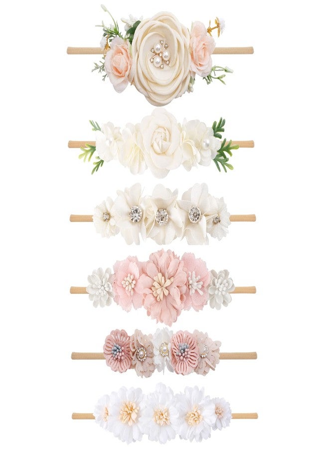 BFNAAgirl Baby Girl Headbands Nylon Flower Elastic Hairbands 6pcs Hair Accessories Gift for Newborn Infant Toddlers - Image 1