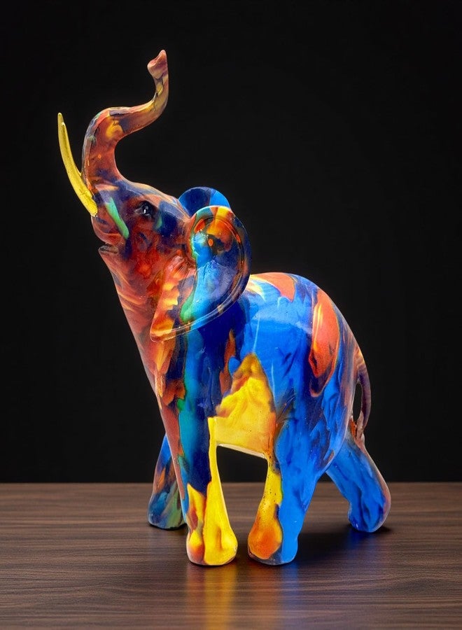 SHTWX Colorful Elephant Statue Sculpture Figurine for Home, Office, Living Room, Desktop Decoration, Garden Outdoor Decor (Small) - Image 1