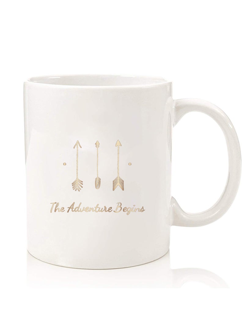 Theodor Premium Quality Two Sided Printed Coffee Mug Tea Cup For Home Office, Kids Men Women The adventure Begins - Image 1