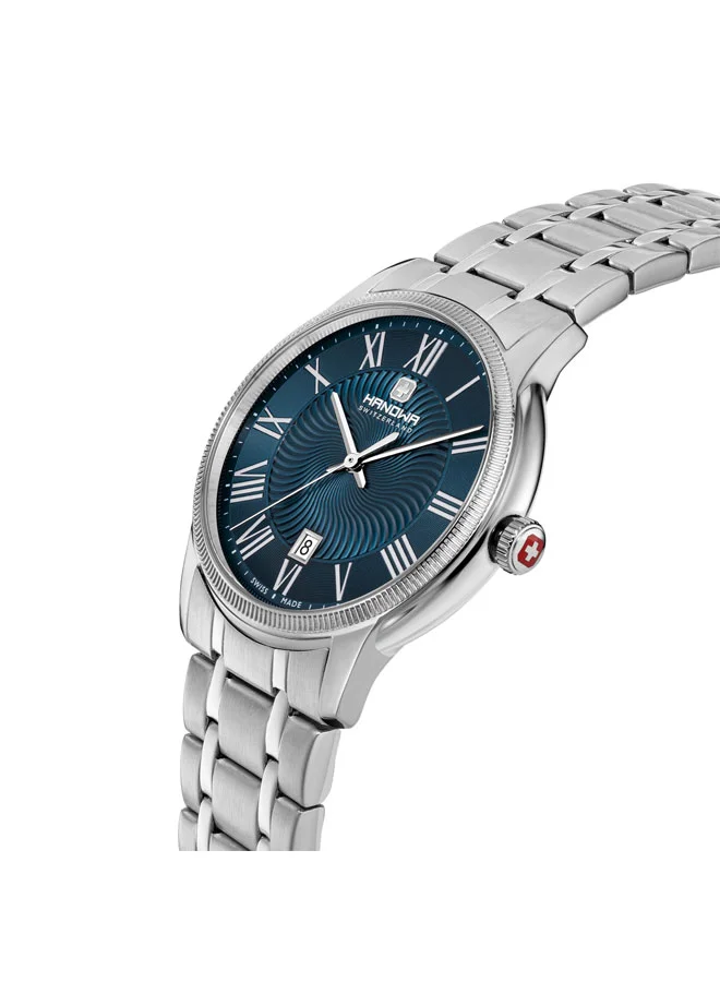 Hanowa Salvan Blue Dial Silver Stainless Steel Bracelet Analog Watch for Men 44mm