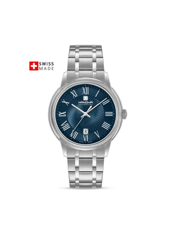 Salvan Blue Dial Silver Stainless Steel Bracelet Analog Watch for Men 44mm