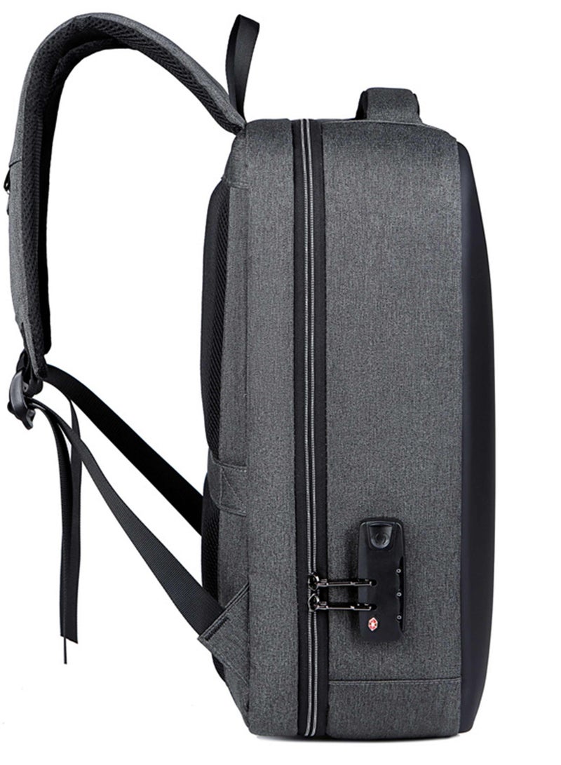 هايك Hike Semi Hard Laptop Backpack with Built in combination lock and USB port Water Resistant 17-inch Unisex Daypack for Travel, Office and Business, HK605 BLACK - Image 5