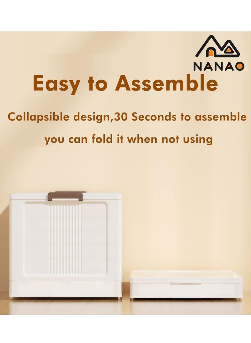 ناناو (2) درج تخزين بلاستيكي متعدد الطبقات قابل للطي مع عجلات، حاويات تخزين قابلة للتكديس مع الأبواب، منظمات خزينة وتخزين، صندوق تخزين قابل للطي للتنظيم والتخزين، خزانة تخزين - Image 5