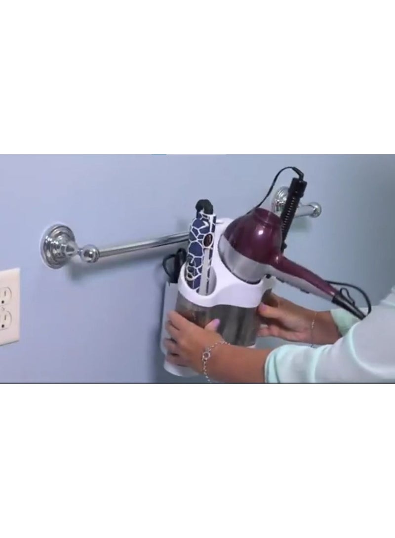 Polder Holder for Organizing Hair Dryer Tools Modern Design White - Image 5