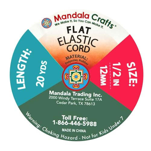 Mandala Crafts 12mm 20 Yds Roll of White Elastic Bands for Sewing - 1/2 Flat Elastics Cord - 1 2 Inch Braided Stretch Straps for Crafting - Image 4