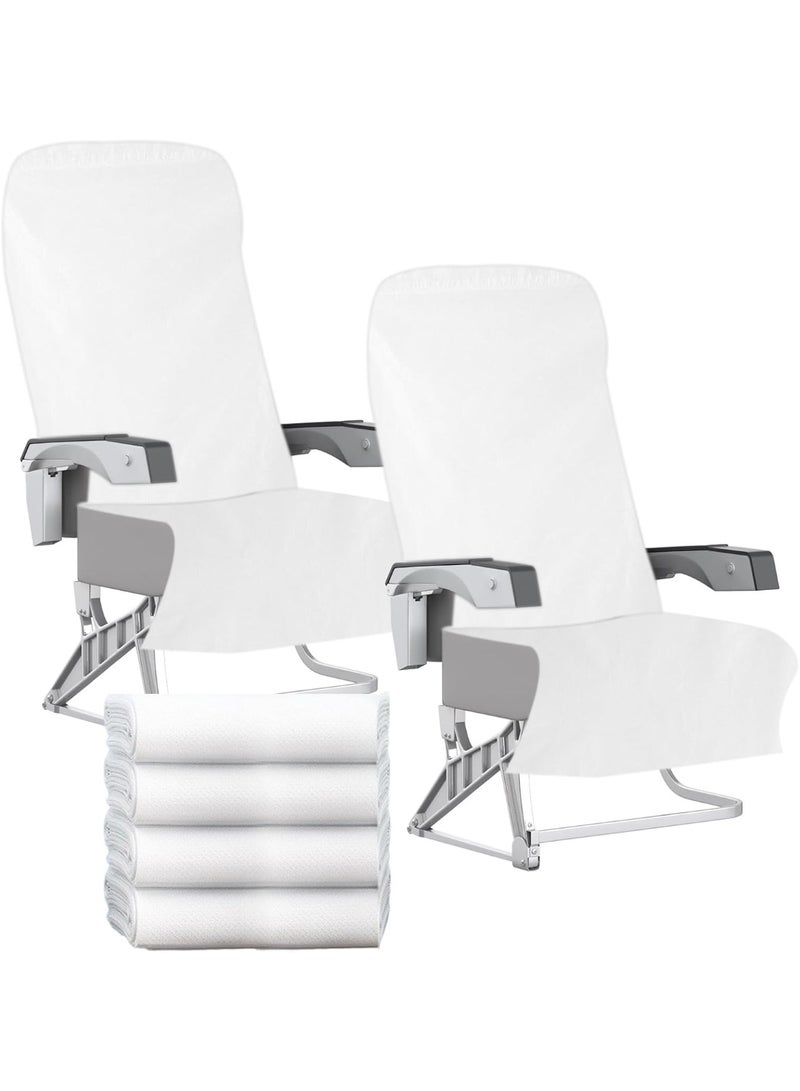 Jorunb 5 Pcs Disposable Airplane Seat Covers, Non-Woven Fabric Seat and Armrest Cover, Portable Disposable Protectors for Airplane, Car, Train, Movie Theatre(White) - Image 1