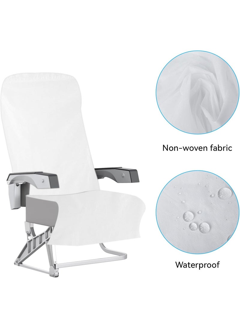 Jorunb 5 Pcs Disposable Airplane Seat Covers, Non-Woven Fabric Seat and Armrest Cover, Portable Disposable Protectors for Airplane, Car, Train, Movie Theatre(White) - Image 3