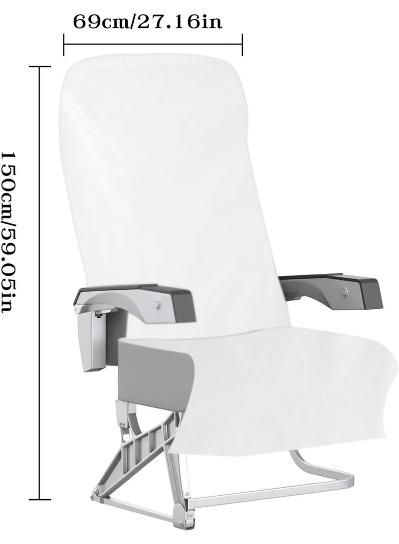 Jorunb 5 Pcs Disposable Airplane Seat Covers, Non-Woven Fabric Seat and Armrest Cover, Portable Disposable Protectors for Airplane, Car, Train, Movie Theatre(White) - Image 2
