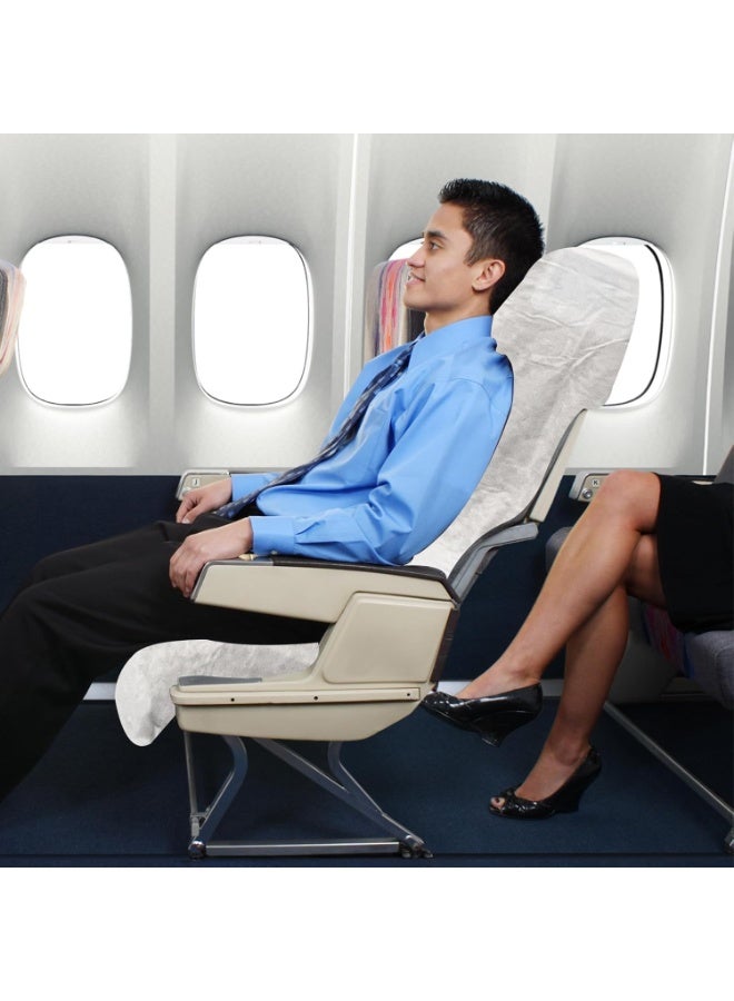 Jorunb 5 Pcs Disposable Airplane Seat Covers, Non-Woven Fabric Seat and Armrest Cover, Portable Disposable Protectors for Airplane, Car, Train, Movie Theatre(White) - Image 4