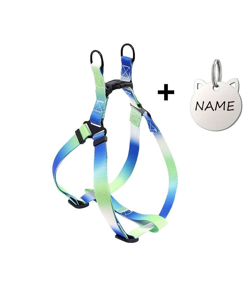 Colorful Black XL Personalized Pet Chest Harness With Engraved Dog Tag Pendant Reflective Breathable Adjustable Anti Lost Puppy Mesh - Image 4