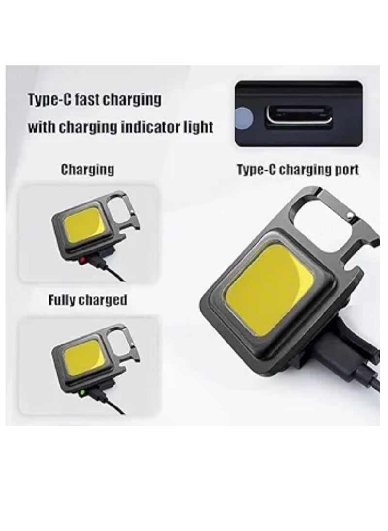 Davin Mini Flashlight 800Lumens Rechargeable Keychain Flashlights 3 Light Modes Portable Pocket Light with Folding Bracket Bottle Opener and Magnet Base for Camping Fishing Walking  - Image 2