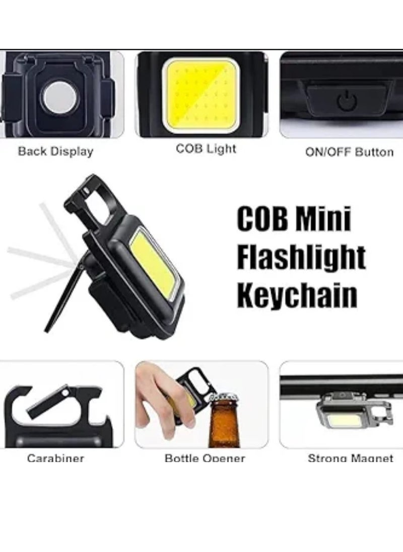 Davin Mini Flashlight 800Lumens Rechargeable Keychain Flashlights 3 Light Modes Portable Pocket Light with Folding Bracket Bottle Opener and Magnet Base for Camping Fishing Walking  - Image 3