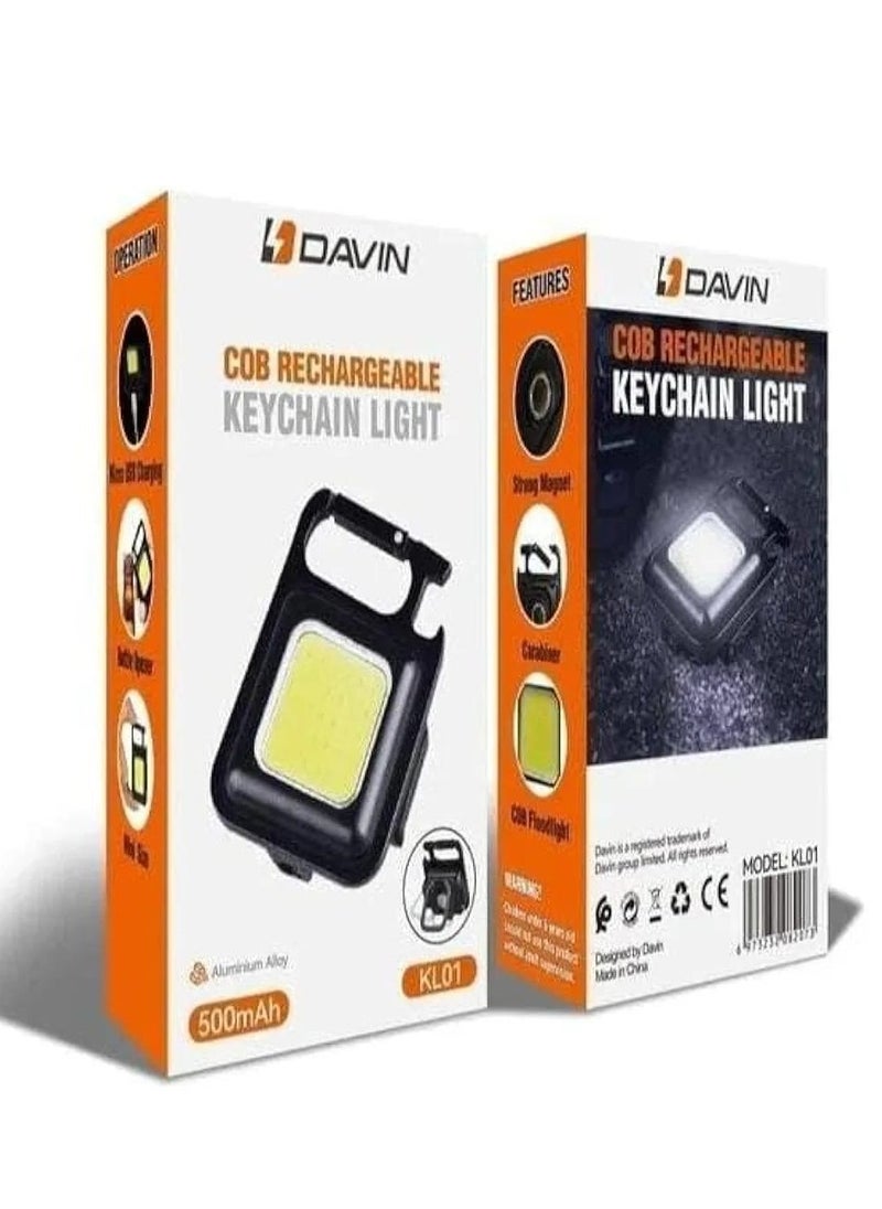 Mini Flashlight 800Lumens Rechargeable Keychain Flashlights 3 Light Modes Portable Pocket Light with Folding Bracket Bottle Opener and Magnet Base for Camping Fishing Walking