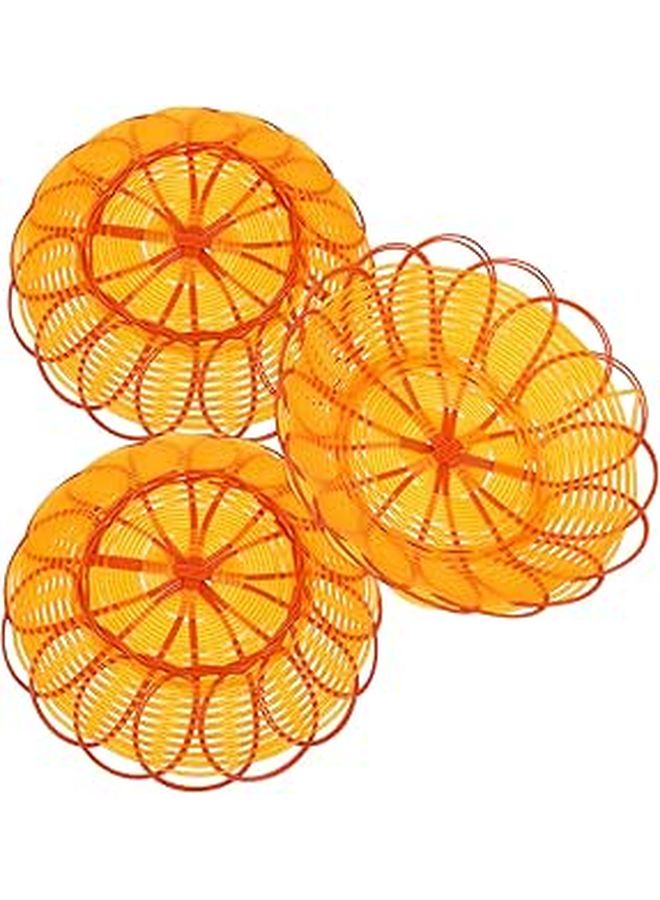 3pcs Simulated Rattan Woven Snack Baskets 15cm Round Multipurpose Kitchen Storage - Image 1