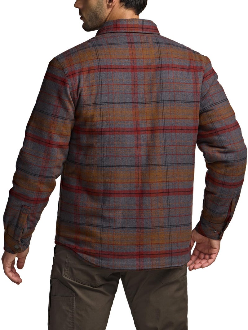 CQR Men's Flannel Shirt Jacket Long Sleeve, Winter Warm Outdoor Casual Plaid Jacket Coat with Pockets, Sherpa Stealth Harvest, Medium - Image 3