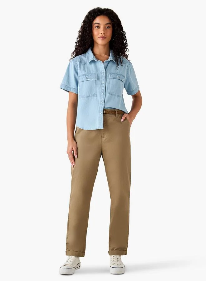 لي كوبر Lee Cooper Regular Fit Trousers with Braided Belt