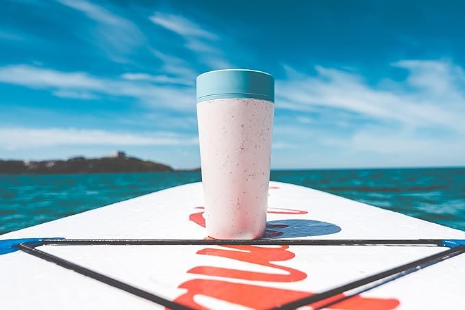Circular and Co Reusable Coffee Cup 12oz/340ml - The World's First Travel Mug Made from Recycled Coffee Cups, 100% Leak-Proof, Sustainable & Insulated (Cream & Faraway Blue) - Image 4