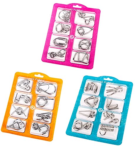 Yungteng 24 Pieces Metal Wire Puzzles IQ Toys Brain Teaser Magic Trick Toy IQ Test Mind Game Toys Metal Wire Logic Puzzles Metal IQ Puzzle for Children and Adults by Silver - Image 1
