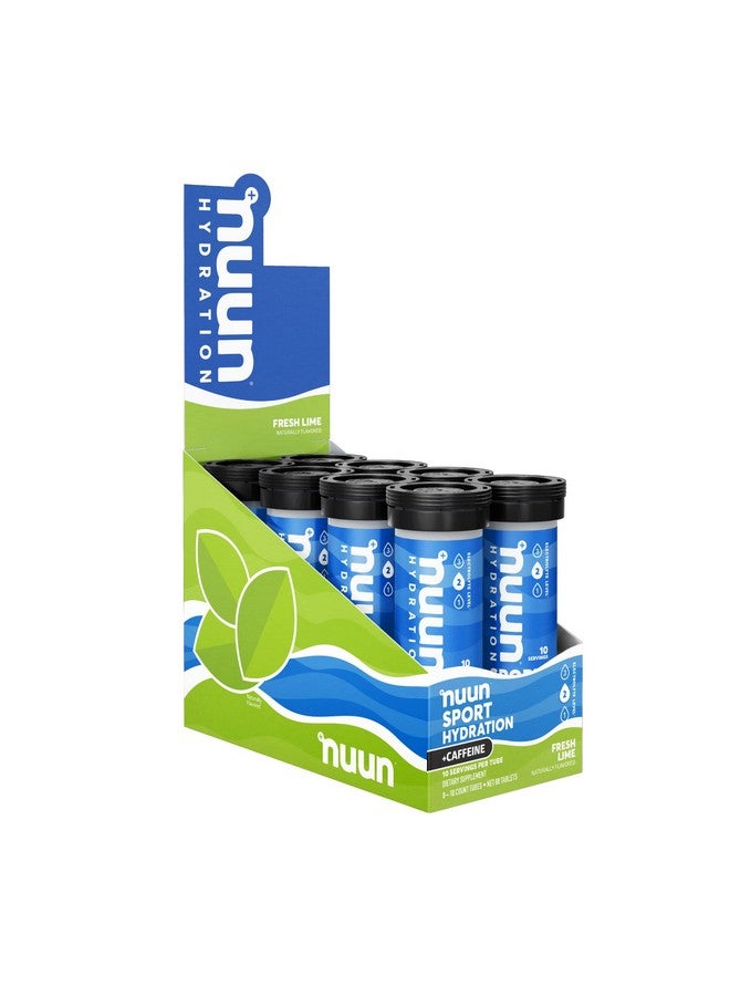 Nuun Sport + Caffeine Electrolyte Tablets For Proactive Hydration Fresh Lime 8 Pack (80 Servings) - Image 1