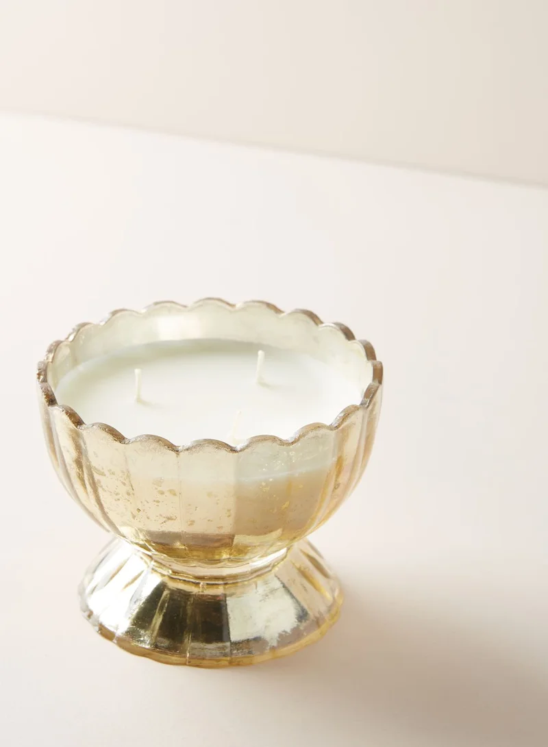 Anthropologie Home Small Glass Flower Candle