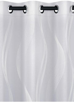 Bukela Blackout Curtains - Silver Wave Print, Thermal Insulated, Noise Reducing, Privacy Drapes for Bedroom & Living Room (52W x 45L Inch, Light Silver Grey, 2 Panels)  - Image 4