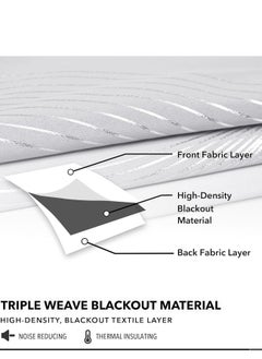 Bukela Blackout Curtains - Silver Wave Print, Thermal Insulated, Noise Reducing, Privacy Drapes for Bedroom & Living Room (52W x 45L Inch, Light Silver Grey, 2 Panels)  - Image 3