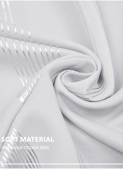 Bukela Blackout Curtains - Silver Wave Print, Thermal Insulated, Noise Reducing, Privacy Drapes for Bedroom & Living Room (52W x 45L Inch, Light Silver Grey, 2 Panels)  - Image 5