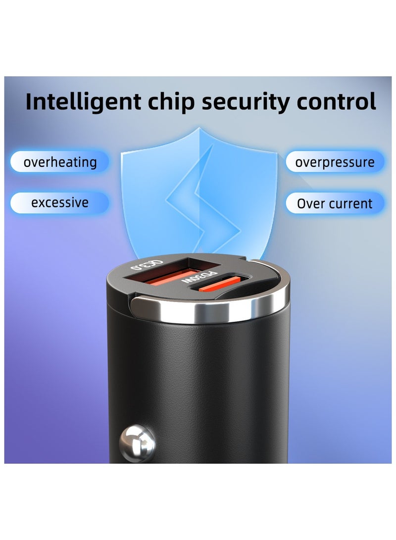 شاحن سيارة PD 30W + QC3.0 شحن سريع مزدوج USB محول شاحن سيارة نوع C متوافق مع iPhone 15 Pro Max iPad Pro هواتف Samsung Galaxy - Image 5