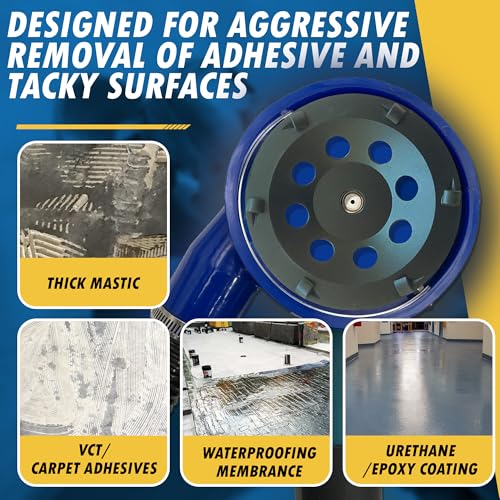 EDiamondTools 5" PCD Grinding Wheel for Epoxy, Glue, Mastic and Paint, 6 PCD Segments, 5/8"-11 Threaded Arbor - Image 2