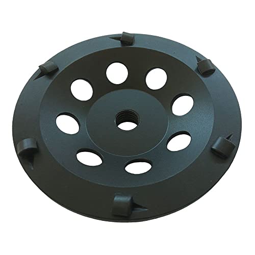 EDiamondTools 5" PCD Grinding Wheel for Epoxy, Glue, Mastic and Paint, 6 PCD Segments, 5/8"-11 Threaded Arbor - Image 1