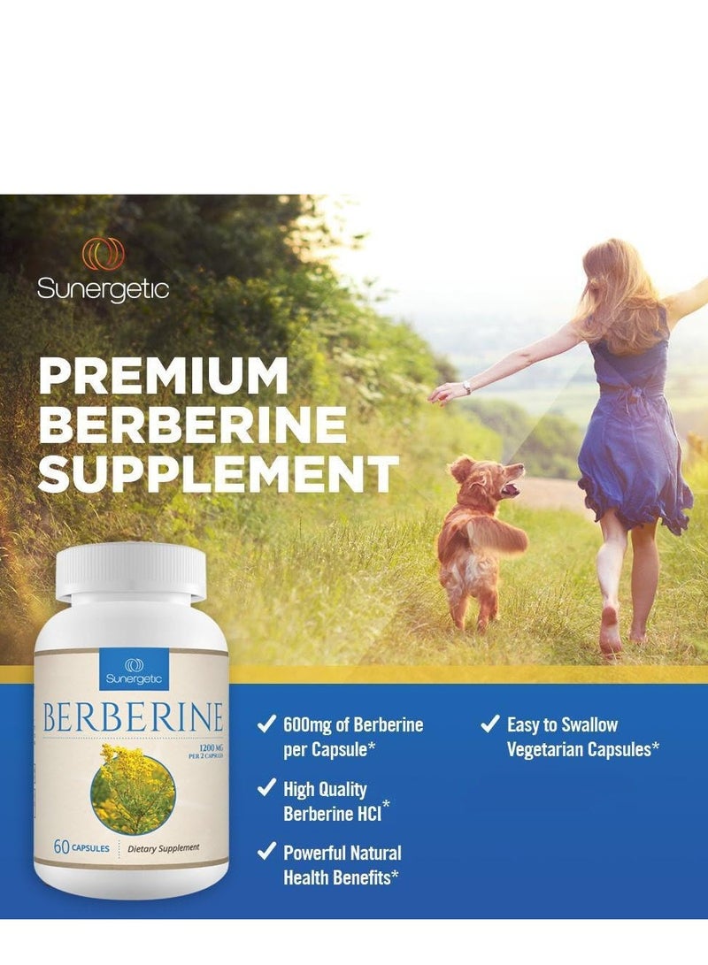 Sunergetic Sunergetic Premium Berberine Supplement - 1200mg of Berberine Per Serving - Berberine HCL Supplement Non-GMO - Immune Support- 60 Berberine Capsules  - Image 3