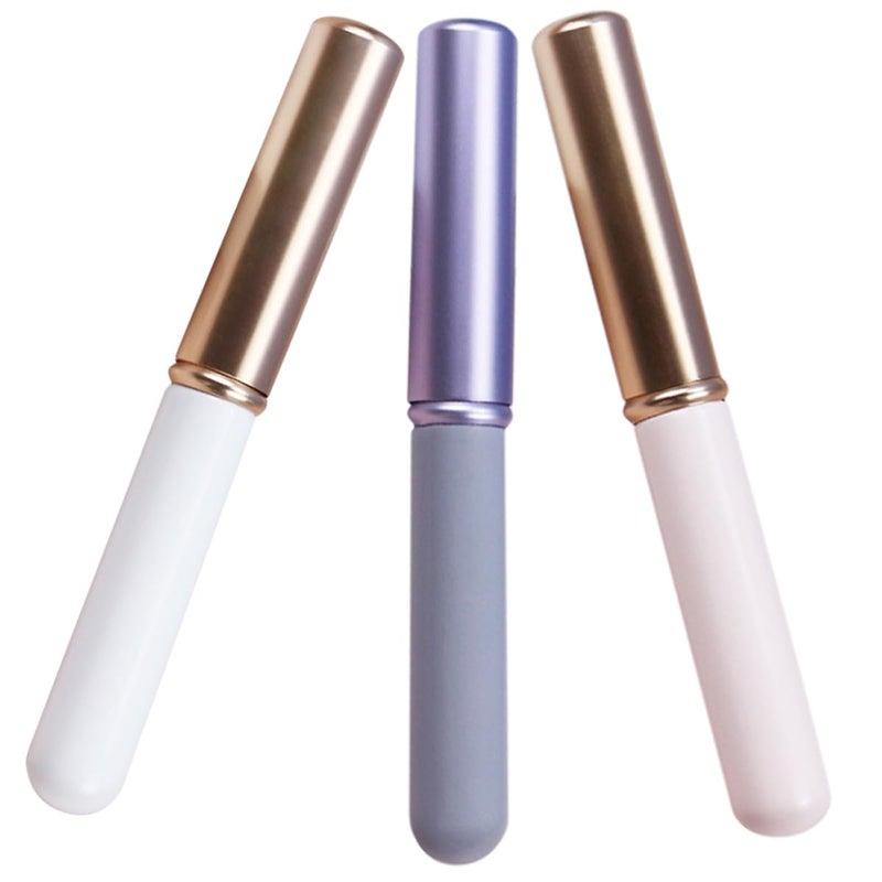 3pcs Lipstick Lip Brush Set with Lid Lip Gloss Applicator Brushes in Purple White Pink for Women’s Makeup and Concealer Tool - Image 1