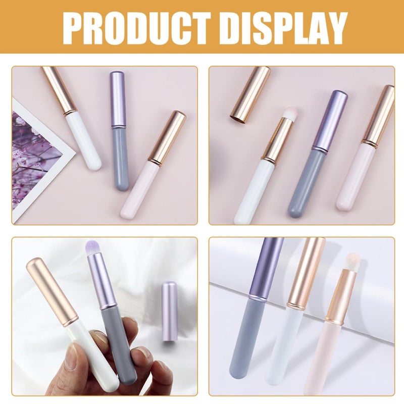 3pcs Lipstick Lip Brush Set with Lid Lip Gloss Applicator Brushes in Purple White Pink for Women’s Makeup and Concealer Tool - Image 4