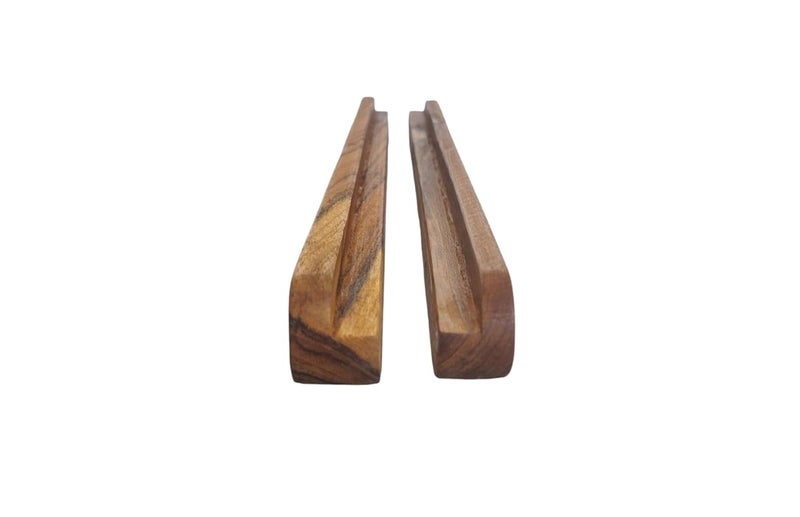 The Wood Studio استوديو الخشب _ عبوة من 2 قطعة مقابض خشبية لمطبخ الأبواب والأدراج مقابض خزائن باستخدام خشب الساج 10x1 - Image 3