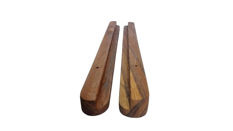 The Wood Studio استوديو الخشب _ عبوة من 2 قطعة مقابض خشبية لمطبخ الأبواب والأدراج مقابض خزائن باستخدام خشب الساج 10x1 - Image 5
