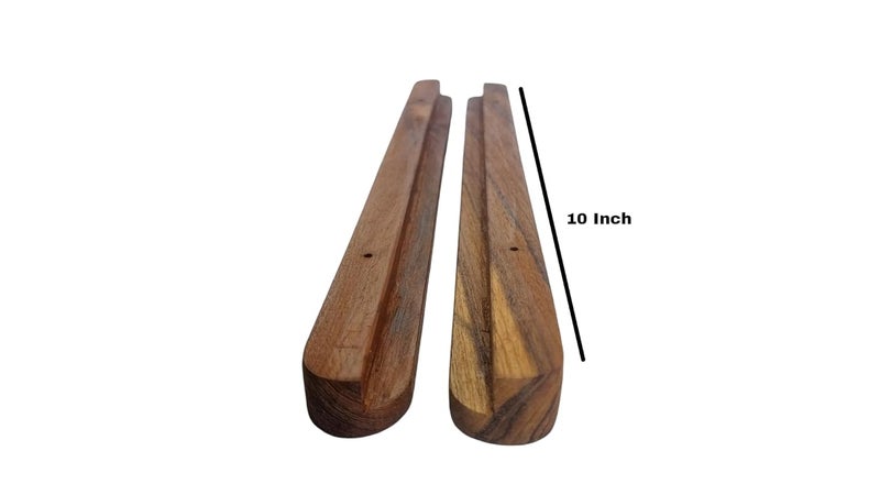 The Wood Studio استوديو الخشب _ عبوة من 2 قطعة مقابض خشبية لمطبخ الأبواب والأدراج مقابض خزائن باستخدام خشب الساج 10x1 - Image 2