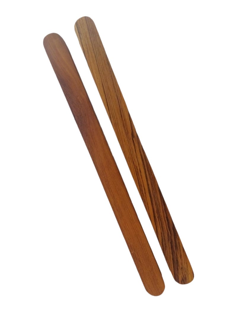The Wood Studio استوديو الخشب _ عبوة من 2 قطعة مقابض خشبية لمطبخ الأبواب والأدراج مقابض خزائن باستخدام خشب الساج 10x1 - Image 1