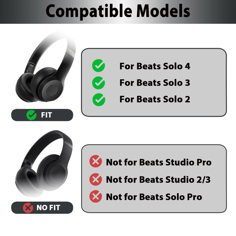 Adhiper Silicone Ear Pads Cover for Beats Solo 4, Washable Sweat Earpad Covers Silicone Case for Beats Solo4 & Solo3 Wireless On-Ear Headphones Accessories Protective Pads Cover (Black) - Image 2