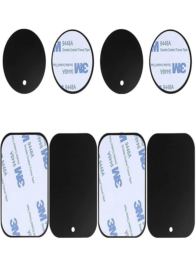 erorex Universal Metal Plate 8 Pack For Magnetic Phone Car Mount Holder Cradle With Adhesive Compatible With Magnetic Mounts 4 Rectangle And 4 Round Black  - Image 1