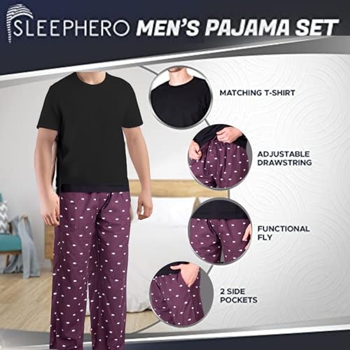 SLEEPHERO Men’s Pajama Set Pajamas For Men 2 Piece PJ Set with Cotton Knit Men Pajama Pants and Short Sleeve Crew Neck T-Shirt Polar Bear X-Large - Image 5