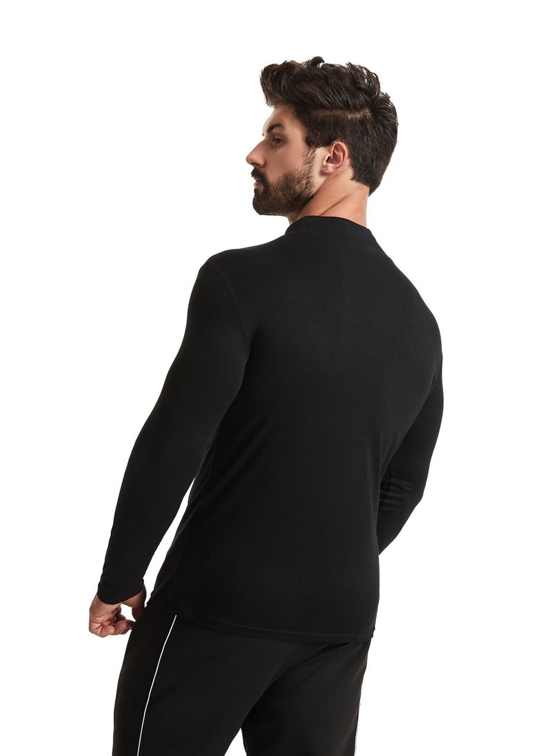 Loquat Men Quick Dry Breathable Sports Long Sleeve T-Shirt Black  - Image 3