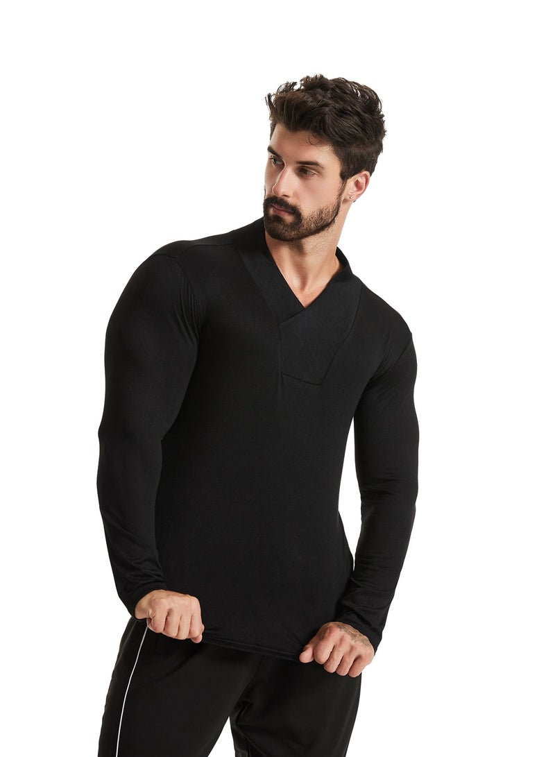 Loquat Men Quick Dry Breathable Sports Long Sleeve T-Shirt Black  - Image 2