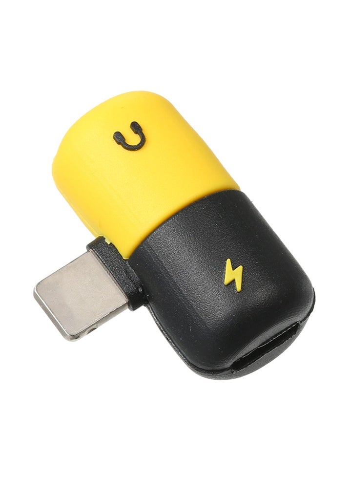 Generic - 2-In-1 Mini Dual Lightning Splitter Adapter Black/Yellow - Image 1