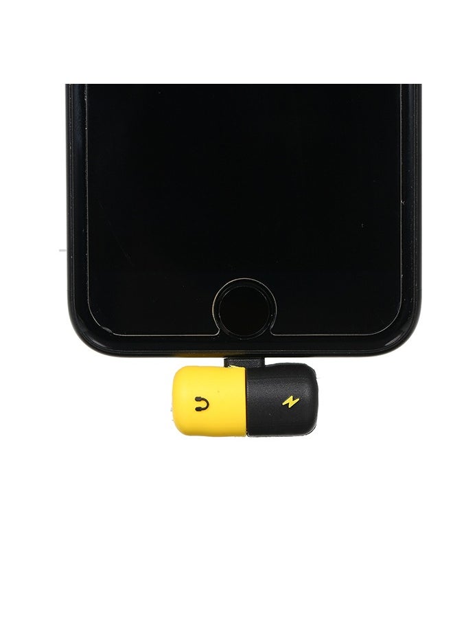 Generic - 2-In-1 Mini Dual Lightning Splitter Adapter Black/Yellow - Image 1
