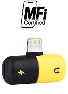 2-In-1 Mini Dual Lightning Splitter Adapter Black/Yellow