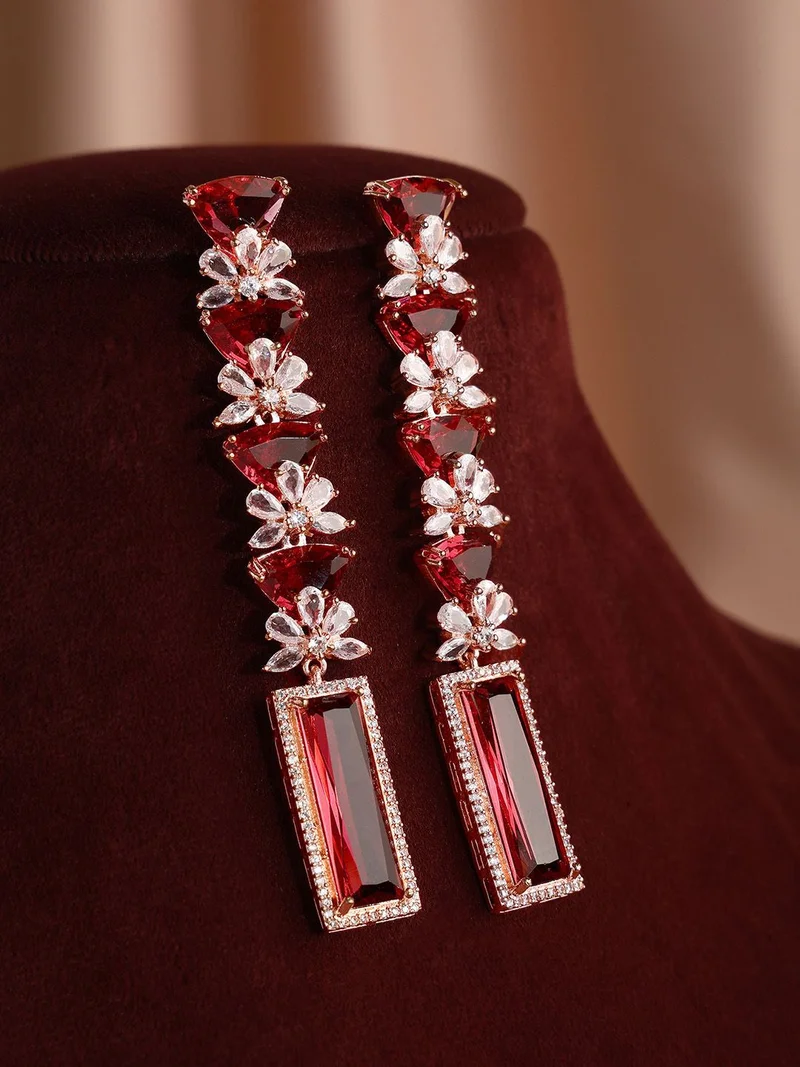 Priyaasi Rose Plated Drop Earrings